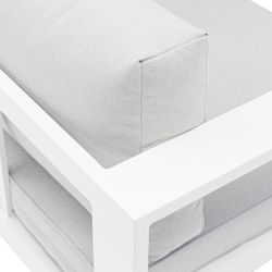 1-seater aluminum and fabric sofa in white and light gray, 85 x 80 x 83 cm | Nyland