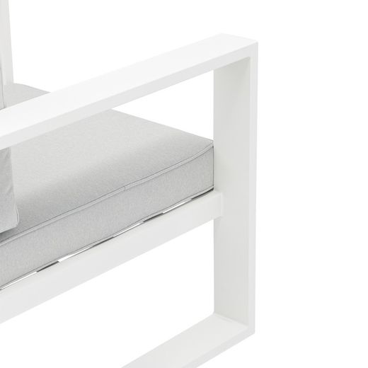 1-seater aluminum and fabric sofa in white and light gray, 85 x 80 x 83 cm | Nyland