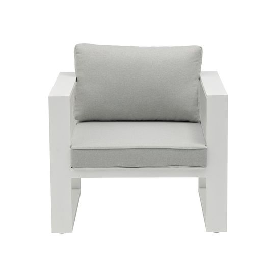 1-seater aluminum and fabric sofa in white and light gray, 85 x 80 x 83 cm | Nyland