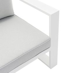 1-seater aluminum and fabric sofa in white and light gray, 85 x 80 x 83 cm | Nyland