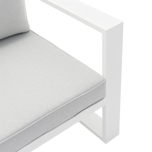 1-seater aluminum and fabric sofa in white and light gray, 85 x 80 x 83 cm | Nyland