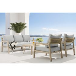 3-seater sofa in aluminum and olefin rope in natural, 200 x 88.5 x 89 cm | harmony