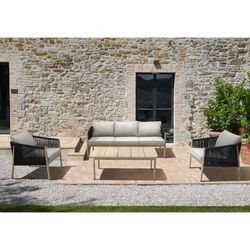 Garden set in natural aluminum and anthracite rope | Sunset