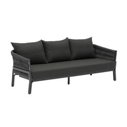 3-zitsbank in aluminium en antraciet stof, 195 x 80 x 85 cm | Anmeer