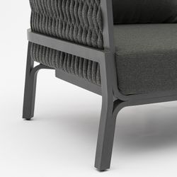 3-zitsbank in aluminium en antraciet stof, 195 x 80 x 85 cm | Anmeer
