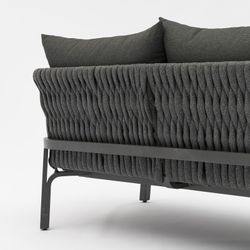 3-zitsbank in aluminium en antraciet stof, 195 x 80 x 85 cm | Anmeer