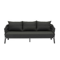 3-zitsbank in aluminium en antraciet stof, 195 x 80 x 85 cm | Anmeer