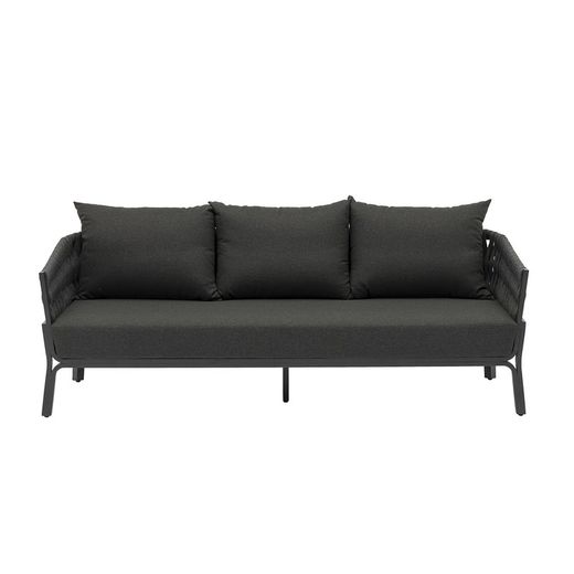 3-zitsbank in aluminium en antraciet stof, 195 x 80 x 85 cm | Anmeer
