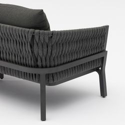 3-zitsbank in aluminium en antraciet stof, 195 x 80 x 85 cm | Anmeer