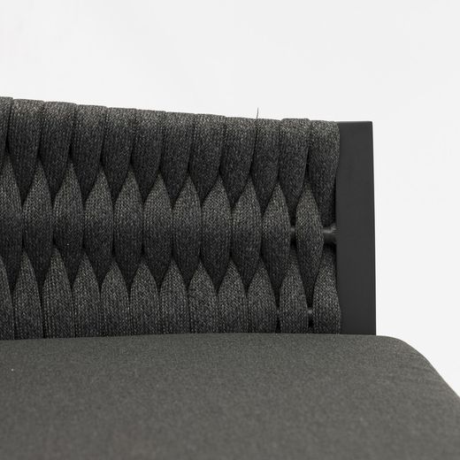 3-zitsbank in aluminium en antraciet stof, 195 x 80 x 85 cm | Anmeer