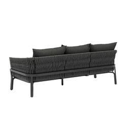 3-zitsbank in aluminium en antraciet stof, 195 x 80 x 85 cm | Anmeer