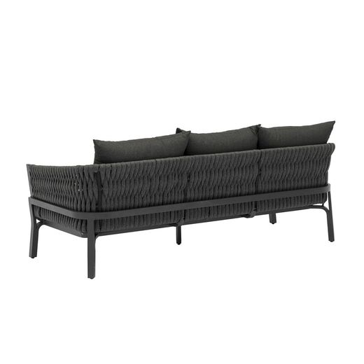 3-zitsbank in aluminium en antraciet stof, 195 x 80 x 85 cm | Anmeer
