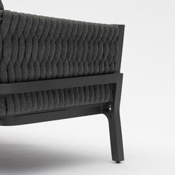 3-zitsbank in aluminium en antraciet stof, 195 x 80 x 85 cm | Anmeer