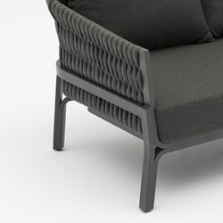 3-zitsbank in aluminium en antraciet stof, 195 x 80 x 85 cm | Anmeer
