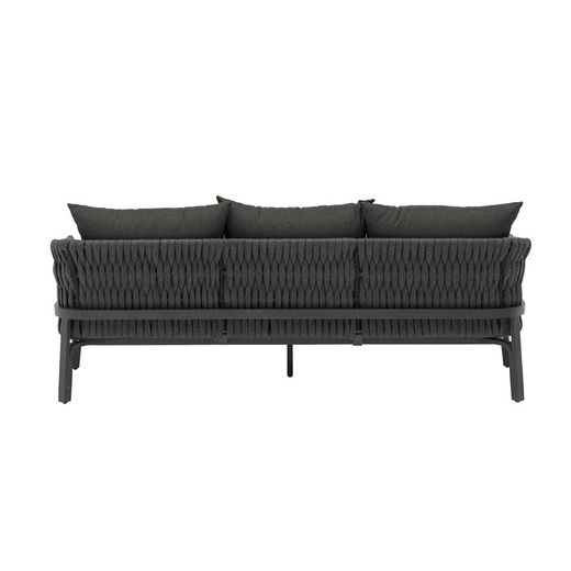 3-zitsbank in aluminium en antraciet stof, 195 x 80 x 85 cm | Anmeer