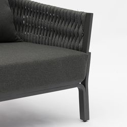 3-zitsbank in aluminium en antraciet stof, 195 x 80 x 85 cm | Anmeer
