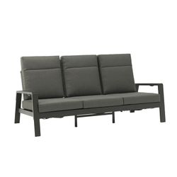Canapé 3 places en aluminium et tissu anthracite, 214 x 99,5 x 97,5 cm | Albury