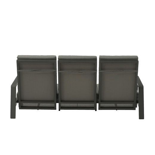 Canapé 3 places en aluminium et tissu anthracite, 214 x 99,5 x 97,5 cm | Albury