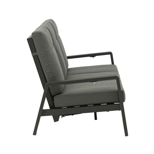 Canapé 3 places en aluminium et tissu anthracite, 214 x 99,5 x 97,5 cm | Albury