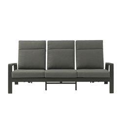 Canapé 3 places en aluminium et tissu anthracite, 214 x 99,5 x 97,5 cm | Albury