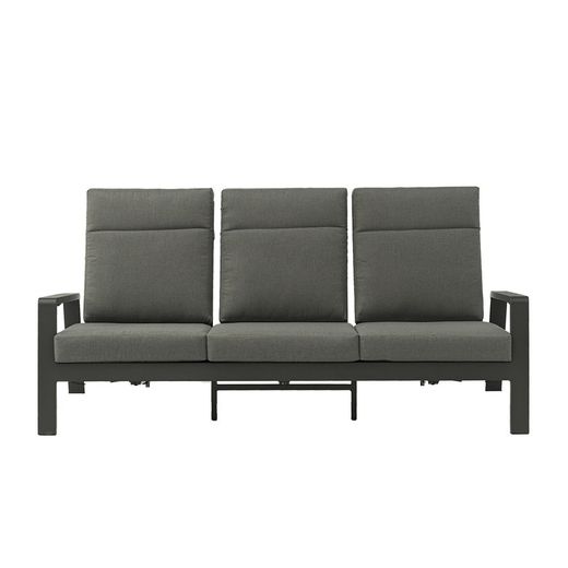 Canapé 3 places en aluminium et tissu anthracite, 214 x 99,5 x 97,5 cm | Albury