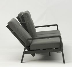 Canapé 3 places en aluminium et tissu anthracite, 214 x 99,5 x 97,5 cm | Albury