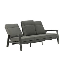 Canapé 3 places en aluminium et tissu anthracite, 214 x 99,5 x 97,5 cm | Albury