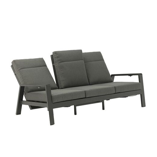 Canapé 3 places en aluminium et tissu anthracite, 214 x 99,5 x 97,5 cm | Albury