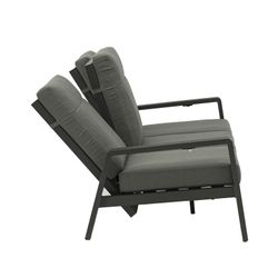 Canapé 3 places en aluminium et tissu anthracite, 214 x 99,5 x 97,5 cm | Albury