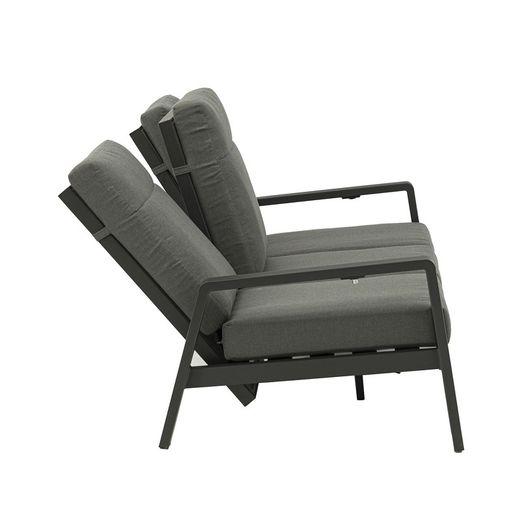 Canapé 3 places en aluminium et tissu anthracite, 214 x 99,5 x 97,5 cm | Albury