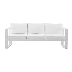 3-seater aluminum and white fabric sofa, 210 x 80 x 83 cm | Nyland