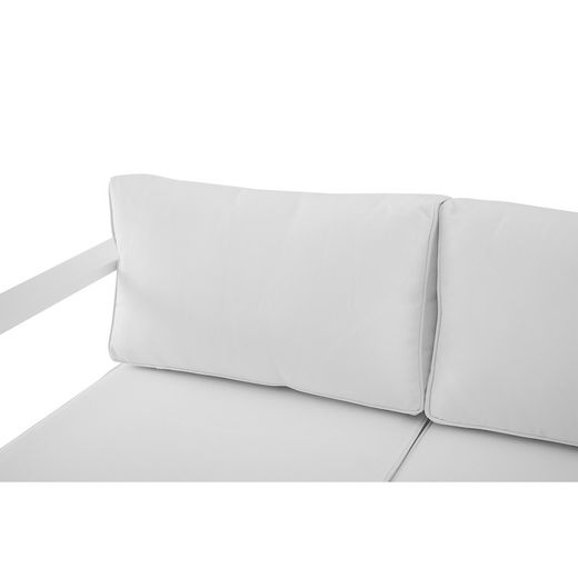 3-seater aluminum and white fabric sofa, 210 x 80 x 83 cm | Nyland