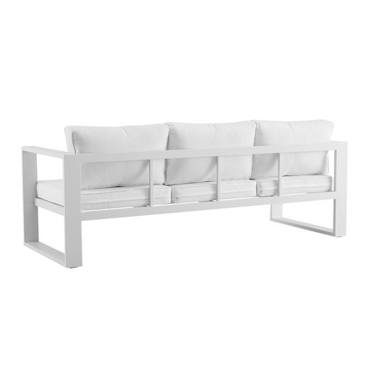 3-seater aluminum and white fabric sofa, 210 x 80 x 83 cm | Nyland