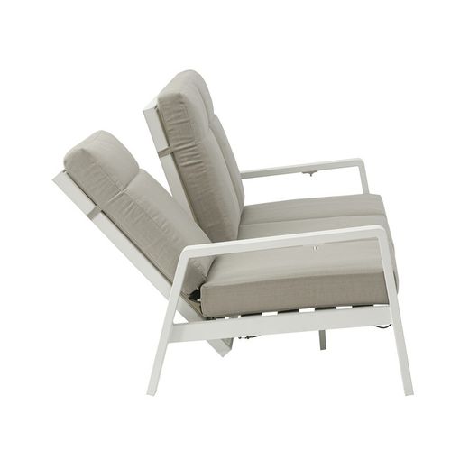 3-seater aluminum and white fabric sofa, 214 x 99.5 x 97.5 cm | Albury