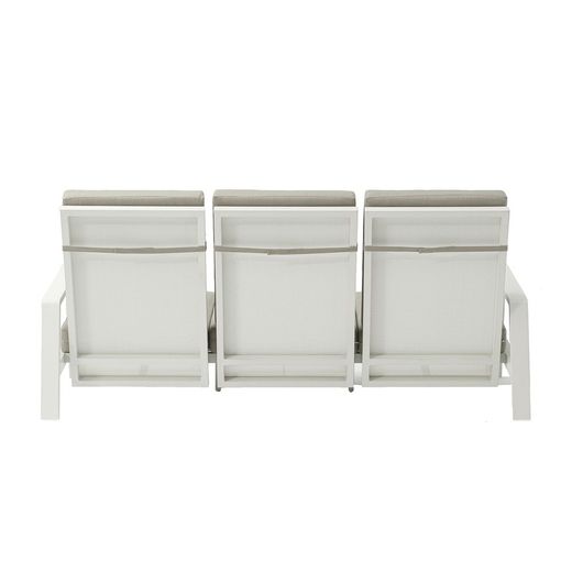3-seater aluminum and white fabric sofa, 214 x 99.5 x 97.5 cm | Albury
