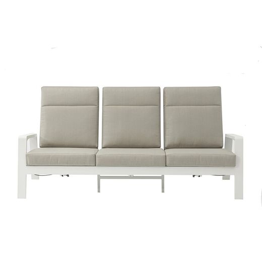 3-seater aluminum and white fabric sofa, 214 x 99.5 x 97.5 cm | Albury
