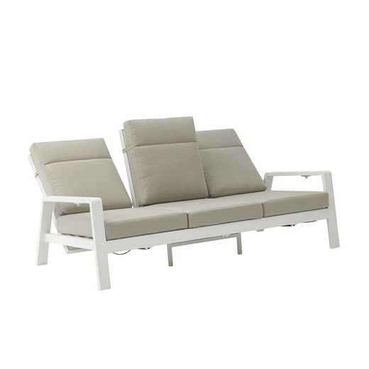 3-seater aluminum and white fabric sofa, 214 x 99.5 x 97.5 cm | Albury