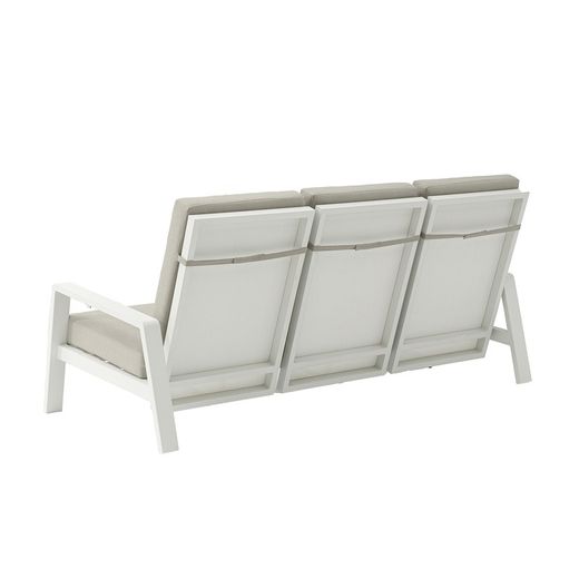 3-seater aluminum and white fabric sofa, 214 x 99.5 x 97.5 cm | Albury
