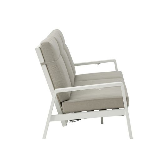 3-seater aluminum and white fabric sofa, 214 x 99.5 x 97.5 cm | Albury