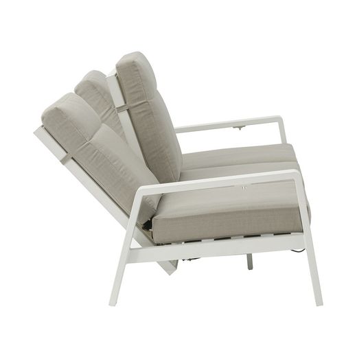 3-seater aluminum and white fabric sofa, 214 x 99.5 x 97.5 cm | Albury