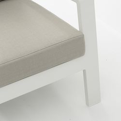 3-seater aluminum and white fabric sofa, 214 x 99.5 x 97.5 cm | Albury