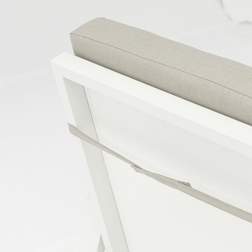 3-seater aluminum and white fabric sofa, 214 x 99.5 x 97.5 cm | Albury