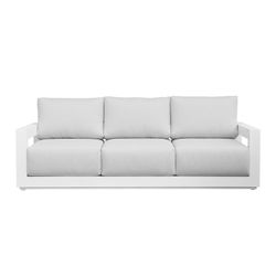 3-seater aluminum and fabric sofa in white and light gray, 230 x 93 x 85.5 cm | Onyx
