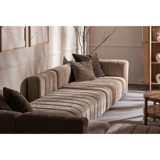 Sofá modular en terciopelo beige, 304 x 100 x 66 cm | Bautzen