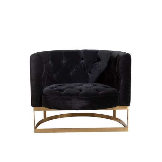 Canapé Boutons 1 oreiller Wilson 1 personne Velours Métal / Bouleau Anthracite / Or