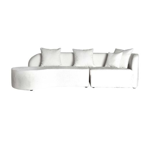 Sofá modular de duas peças em algodão bouclé branco, 284 x 105 x 87 cm | Bouclé Wilthen