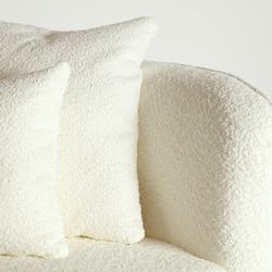 Sofá modular de duas peças em algodão bouclé branco, 284 x 105 x 87 cm | Bouclé Wilthen