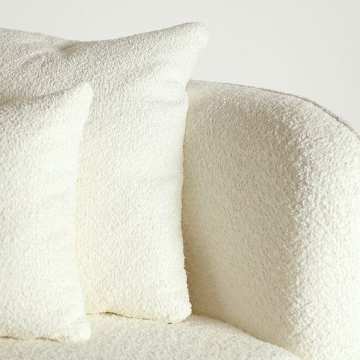 Sofá modular de duas peças em algodão bouclé branco, 284 x 105 x 87 cm | Bouclé Wilthen