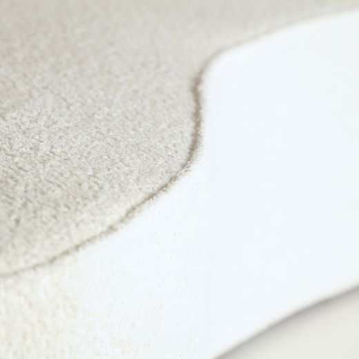 Sofá modular de duas peças em algodão bouclé branco, 284 x 105 x 87 cm | Bouclé Wilthen