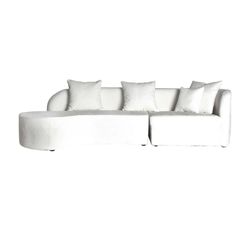 Sofá modular de duas peças em algodão bouclé branco, 284 x 105 x 87 cm | Bouclé Wilthen